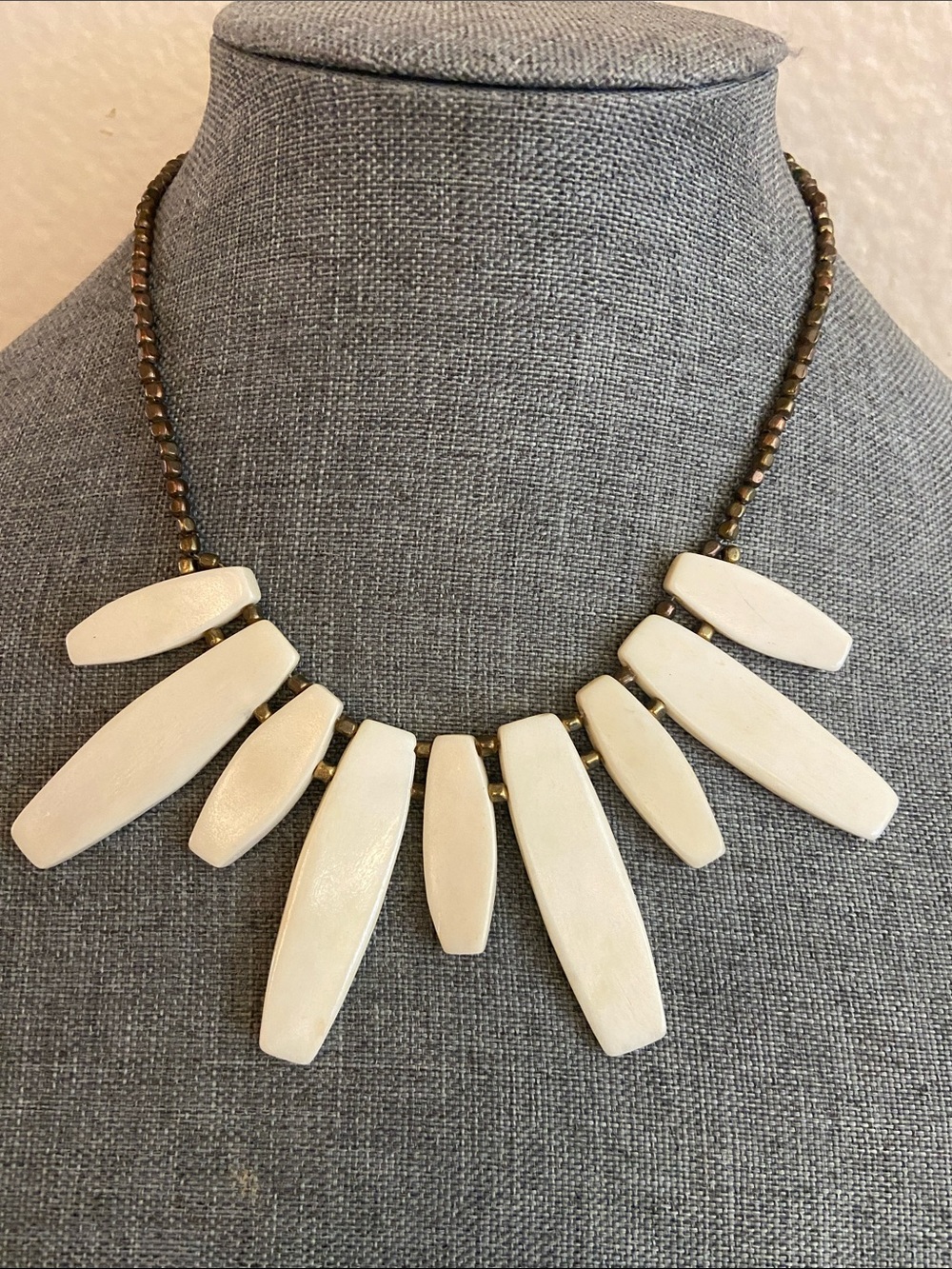 Vintage Carved Bovine Bone Necklace